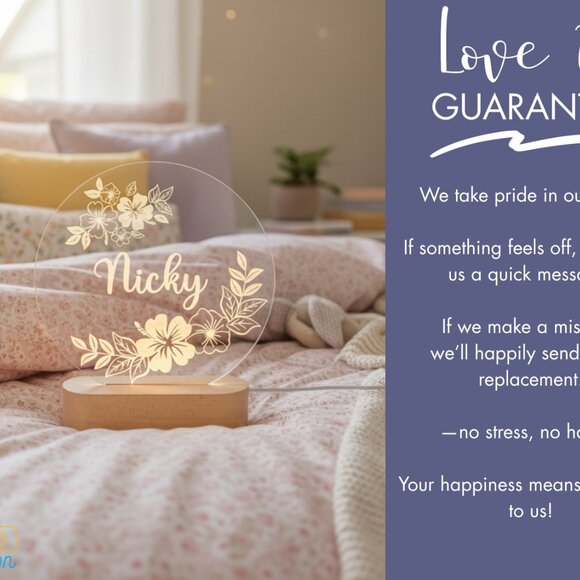 Hawaii Flower LED Name Lamp • Personalized Light-Up Sign • Boho Gift - Picture 6 of 8